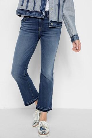 7 For All Mankind B(air) Denim Cropped Boot With Released Hem In Vintage Dusk