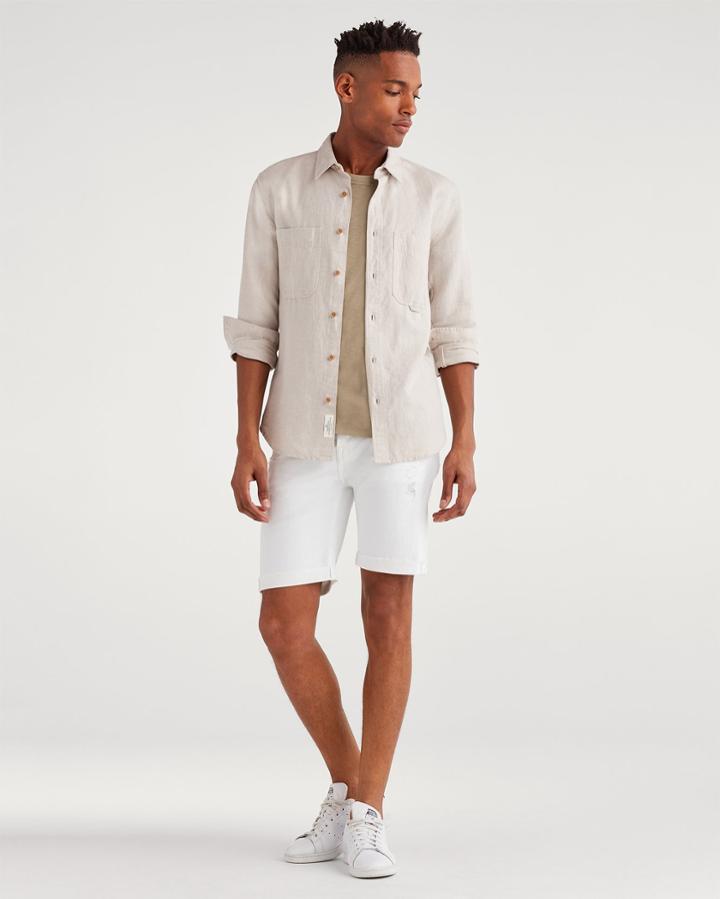 7 For All Mankind Men's Denim Cutoff Short In White Destroyed