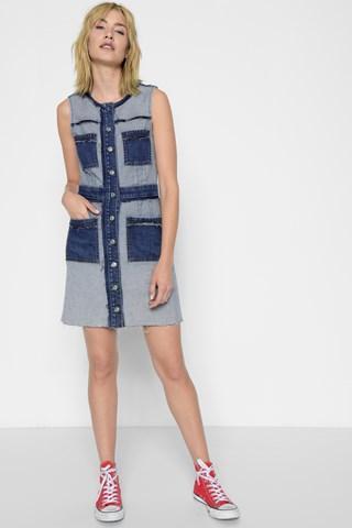 7 For All Mankind Button Front Dress With Distressing In Inside Out