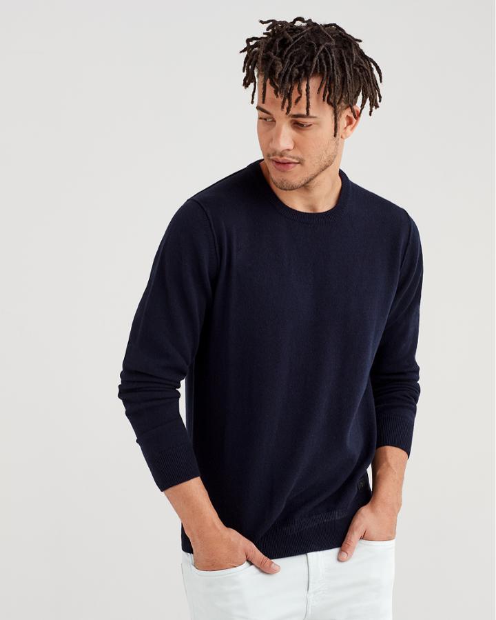 7 For All Mankind Cashmere Crewneck Sweatshirt In Navy