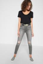 7 For All Mankind B(air) The Highwaist Ankle Skinny With Knee Holes In Chrysler Grey 2