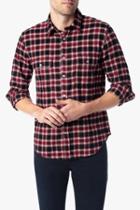 7 For All Mankind Long Sleeve Brushed Flannel Shirt In Red Plaid