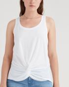 7 For All Mankind Twist Front Racer Tank In Optic White