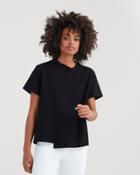 7 For All Mankind Short Sleeve Splice Crop Tee In Black