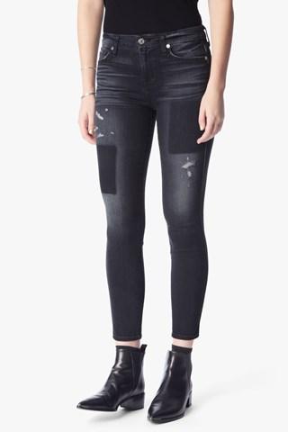 7 For All Mankind The Ankle Skinny With Clean Patches In Black Shadow