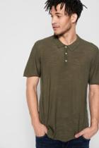 7 For All Mankind Short Sleeve Sweater Polo In Army