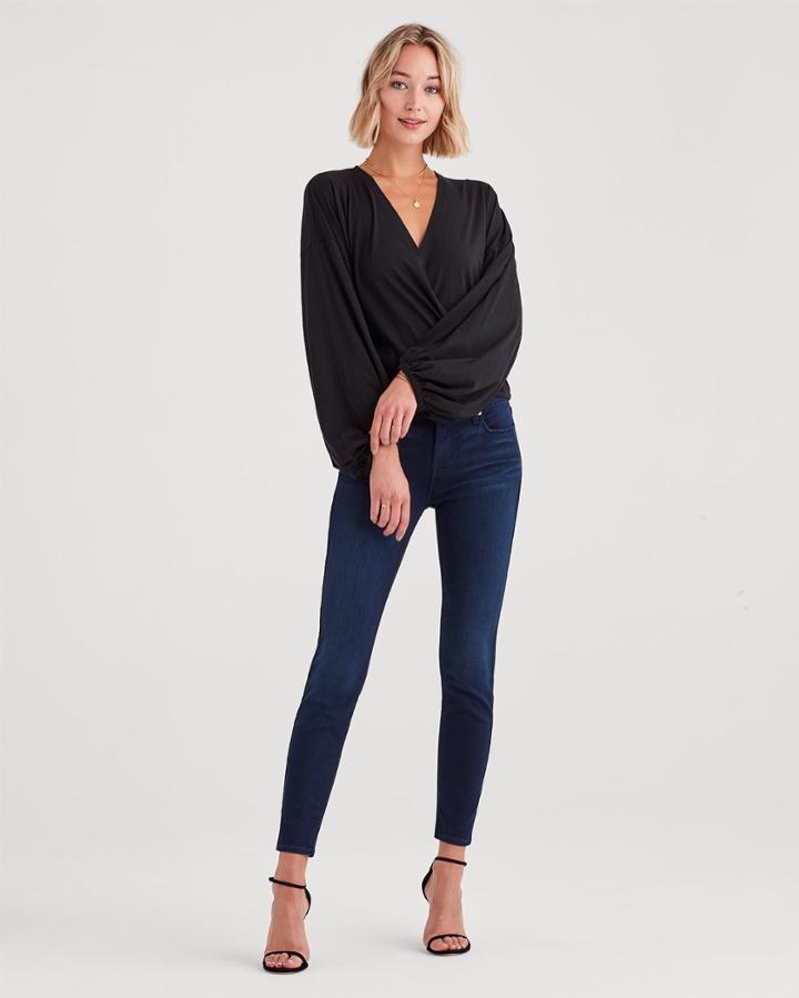 7 For All Mankind Women's Slim Illusion Luxe The Skinny With Contour Waistband In Twilight Blue
