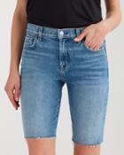 7 For All Mankind High Waist Straight Bermuda Short With Destroy In Desert Oasis