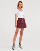 7 For All Mankind Button Front Mini Skirt In Bordeaux