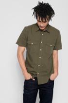 7 For All Mankind Short Sleeve Military Shirt In Army