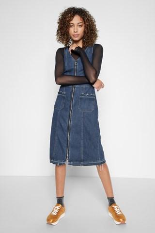 7 For All Mankind V-neck Zip Front Dress In Sunrise