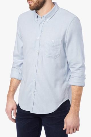 7 For All Mankind Long Sleeve Flannel Oxford Shirt In Sky Blue