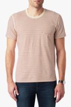 7 For All Mankind Short Sleeve Stripe Ringer Tee In Ecru Nova Stripe
