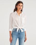 7 For All Mankind Women's Knot Front Button Up In Soft White