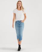 7 For All Mankind Women's Spliced Hem Midi Skirt In Satellite Sky