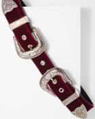 7 For All Mankind B-low The Belt Bri Bri Velvet Belt In Burgandy And Silver