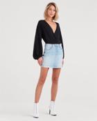 7 For All Mankind Mini A Line Moto Skirt In Vintage Dawn