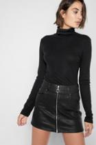 7 For All Mankind Zip Front Mini Skirt In Black