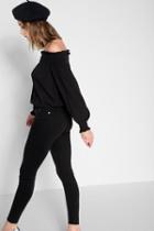 7 For All Mankind Billow Sleeve Off The Shoulder Top In Black