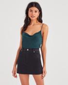 7 For All Mankind Cowl Neck Tank In Dark Forest Green