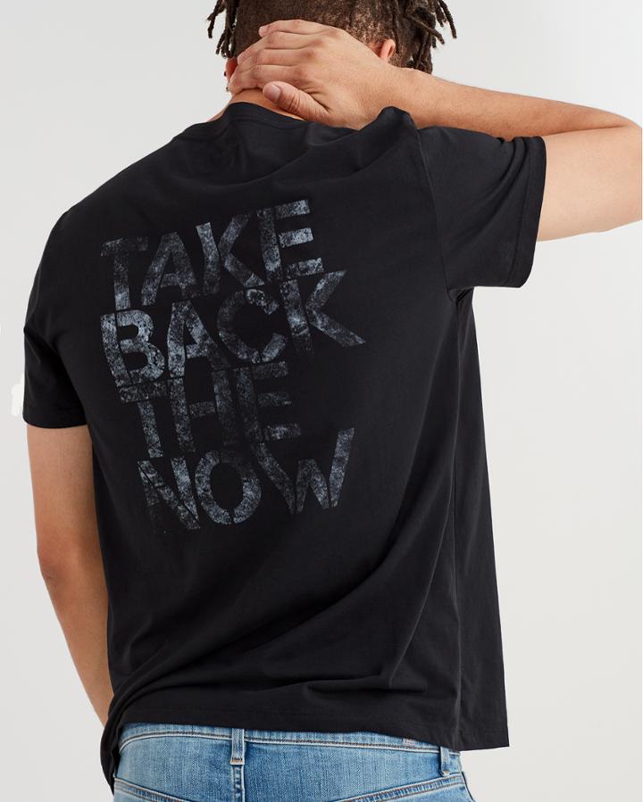 7 For All Mankind Short Sleeve Take Back The Now Tee In Black