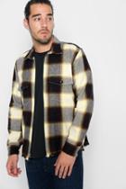 7 For All Mankind Plaid Shirt Jacket In Yellow/brown Plaid