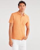 7 For All Mankind Men's Boxer Four Button Polo In Tangerine