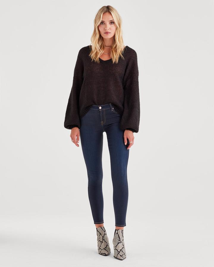 7 For All Mankind B(air) Denim Ankle Skinny In Coated Washed Indigo