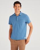 7 For All Mankind Men's Boxer 4 Button Polo In Steel Blue