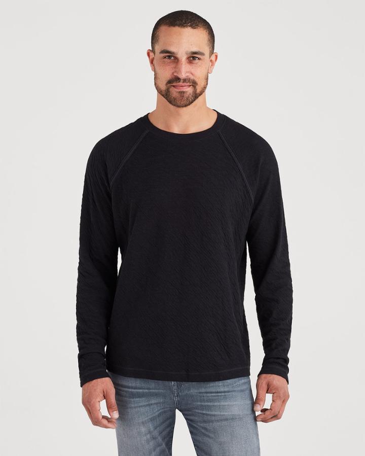 7 For All Mankind Long Sleeve Double Knit Raglan Tee In Black