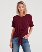 7 For All Mankind Tunnel Front Tee In Dark Bordeaux