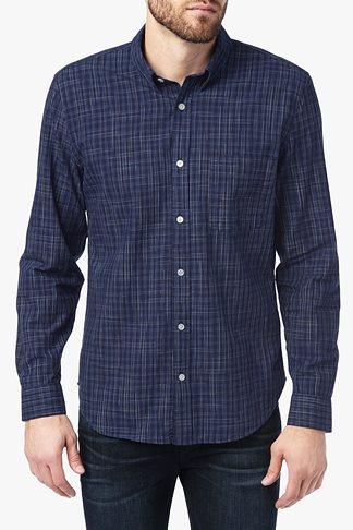 7 For All Mankind Long Sleeve Indigo Plaid Shirt In Indigo Plaid