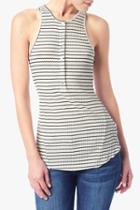 7 For All Mankind Ribbed Henley Tank In Cream And Black