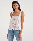 7 For All Mankind Women's Eyelet Tank Top In White