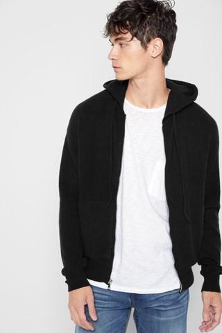 7 For All Mankind Zipper Hoodie In Black