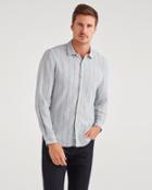 7 For All Mankind Men's Roadster Long Sleeve Shirt In Blue And Red Pin Stripe