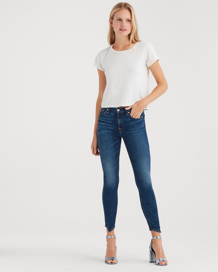 7 For All Mankind B(air) Denim Ankle Skinny With Spliced Hem In Echo