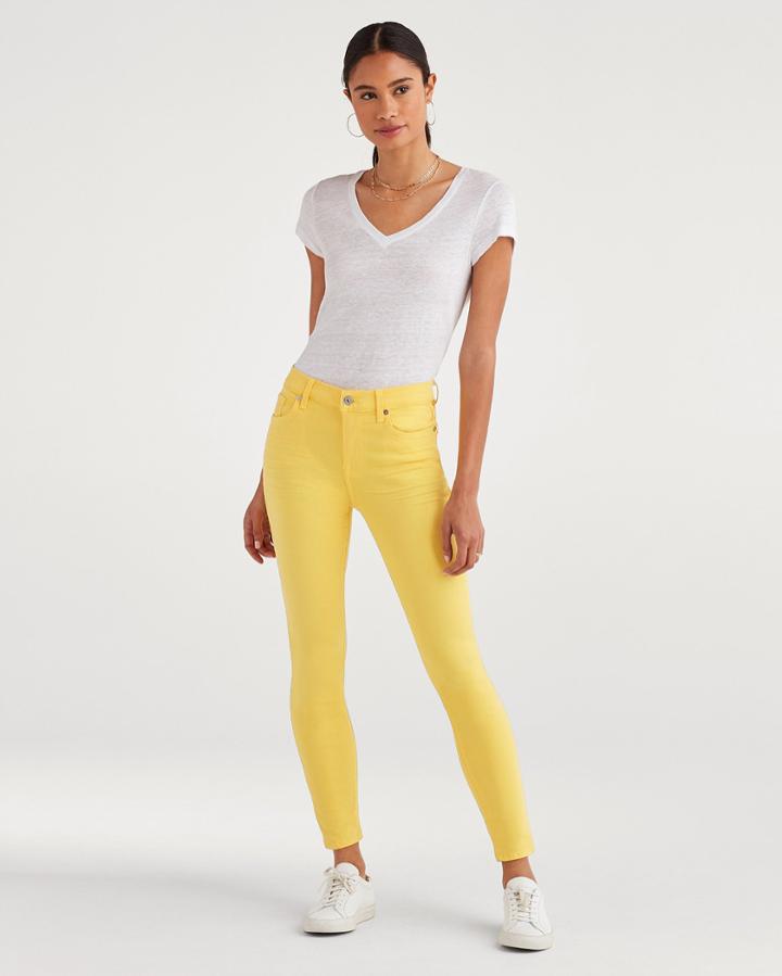 7 For All Mankind Women's High Waist Ankle Skinny In Dandelion