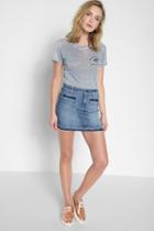 7 For All Mankind Mini Skirt With Released Front Pockets In Caribbean Sea