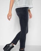 7 For All Mankind Women's Ankle Skinny With Seams And Front Splits In Vintage Noir
