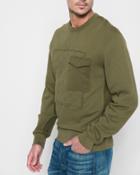7 For All Mankind Men's Quilted Patchwork Sweatshirt In Army