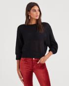 7 For All Mankind Open Weave Sweater In Jet Black