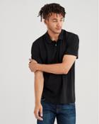 7 For All Mankind Short Sleeve Pique Polo In Old Black