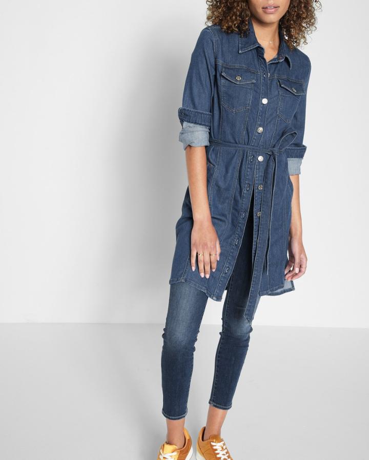 7 For All Mankind Women's Long Trucker Dress In Sunrise