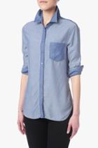7 For All Mankind Colorblock Shirt In Blue