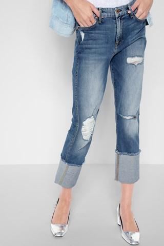 7 For All Mankind Fashion Boyfriend With Wide Cuff In Vintage Air Classic