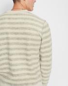 7 For All Mankind Men's Long Sleeve Striped Crewneck Sweatshirt In Oatmeal