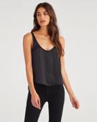 7 For All Mankind Women's Button Up Tank In Jet Black