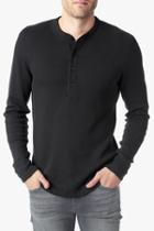 7 For All Mankind Long Sleeve Henley Thermal In Heather Grey
