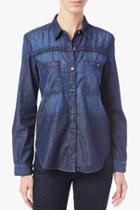7 For All Mankind Braided Denim Shirt In Feather Blue